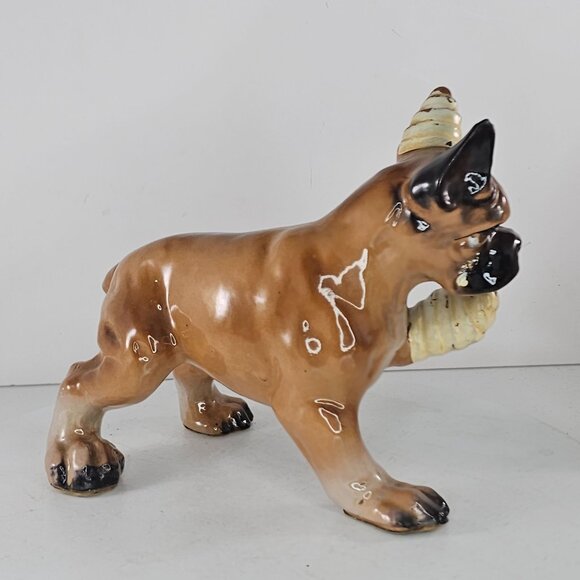 Vintage Ceramic Boxer Dog Figurine Injured Sad Puppy *Chipped* - Picture 5 of 9